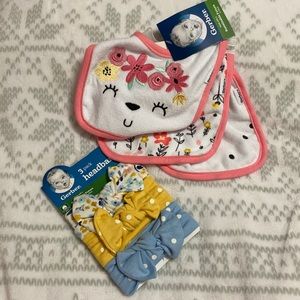 Gerber 3-pack headbands and 3 pack sustainable bibs